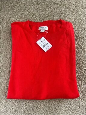 J. Crew Women’s Teddie crewneck sweater. Red/coral color. Size S. NWT